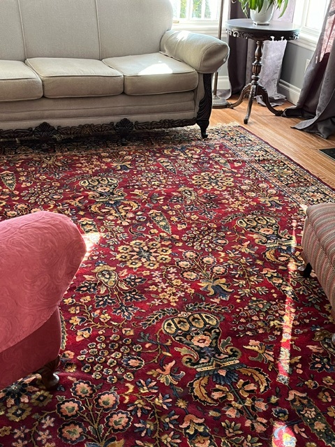 Persian rug cleaned and repaired for clinet Lisa