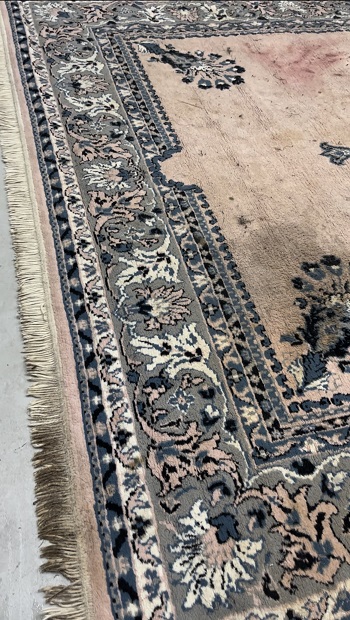 Super dirty rug with colour and oily stains and dirty fringes - May 2024